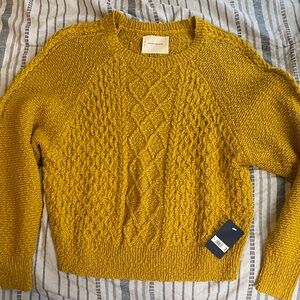 Lucky Brand Mustard Cable Knit Sweater